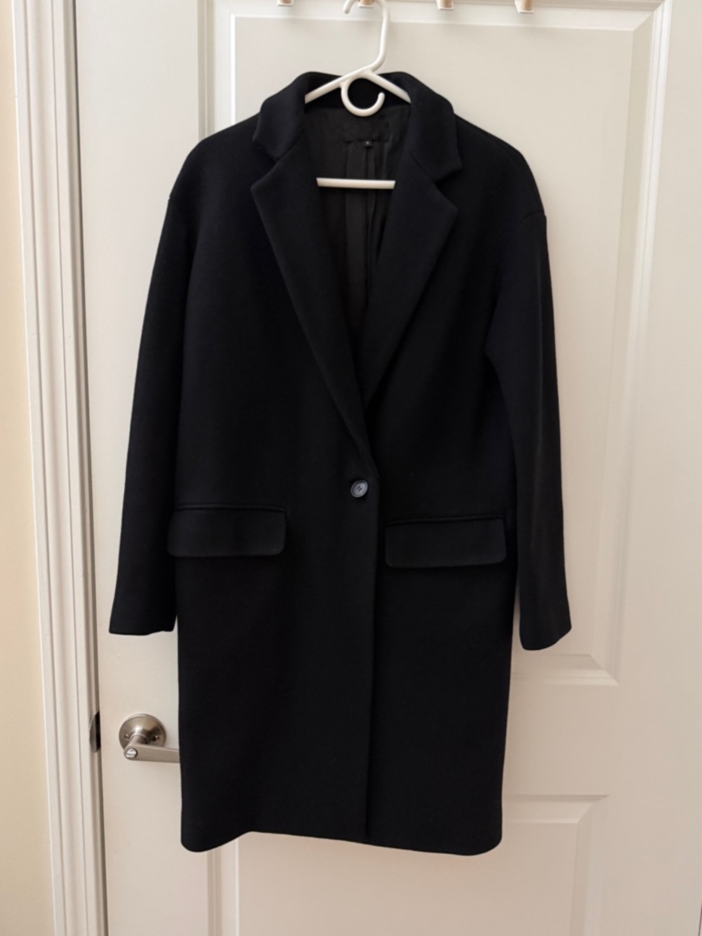 Nili Lotan Black Single-Button Wool Coat